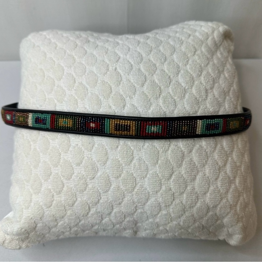 Brighton Black Belt with Silver Buckle and Seed beads intricate design - Picture 2 of 7